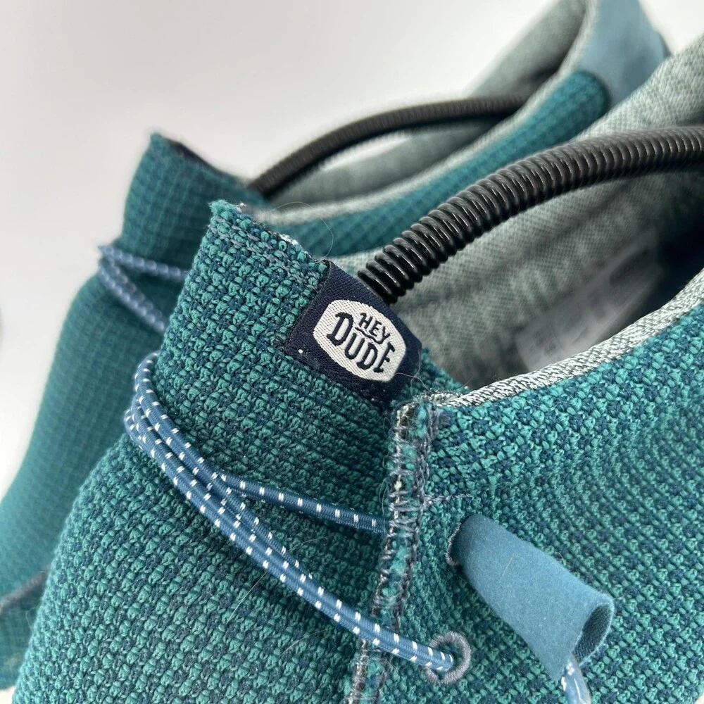 Hey Dude Wally Sport Mesh Shoes Mens Size 13 Teal Slip On Casual Loafers